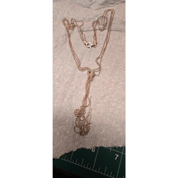 Necklace 925 sterling 3 strands lariat style pre-owned light gold - Picture 7 of 10